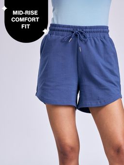 Nykd by Nykaa - Summer Essential Cotton Relaxed Fit Shorts with Pockets-NYAT504-Blue