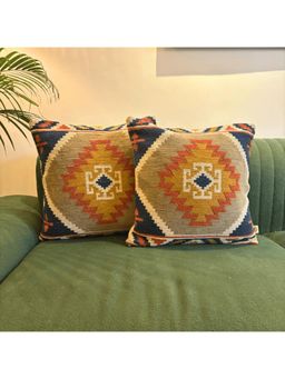 LUSHLYF - Kilim Tribal Jacquard Cushion Cover - Multi-Color (Pack of 2)