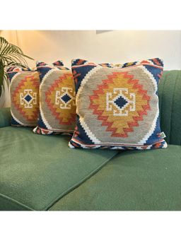 LUSHLYF - Kilim Tribal Jacquard Cushion Cover - Multi-Color (Pack of 3)