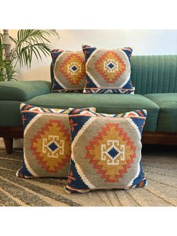 LUSHLYF - Kilim Tribal Jacquard Cushion Cover - Multi-Color (Pack of 4)