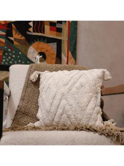 LUSHLYF - Modern Chevron Tufted Cushion Cover - off White