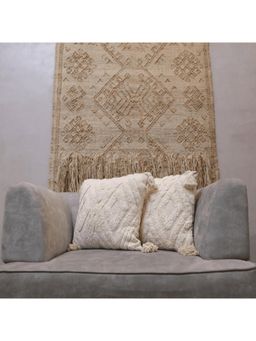 LUSHLYF - Modern Chevron Tufted Cushion Cover - off White (Pack of 2)