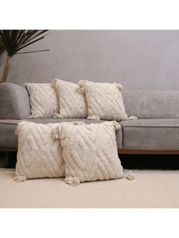 LUSHLYF - Modern Chevron Tufted Cushion Cover - off White (Pack of 5)