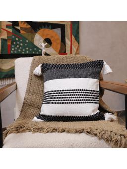 LUSHLYF - Monochrome Stripes Tufted Cushion Cover - Black