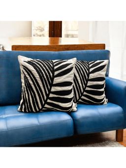 LUSHLYF - Tropical Palm Tufted Cushion Cover - Black (Pack of 2)