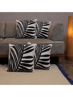 LUSHLYF - Tropical Palm Tufted Cushion Cover - Black (Pack of 4)
