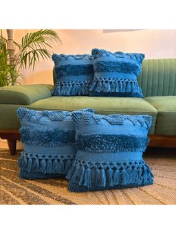LUSHLYF - Azure Bliss Tufted Cushion Cover - Blue (Pack of 4)