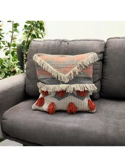 LUSHLYF - Embroidery Soft Cotton Slub Tufted Boho Charm Sofa and Cushion Cover - Grey