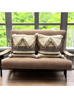 LUSHLYF - Boho Chic Tufted Cushion Cover - Cream (Pack of 2)