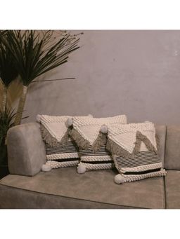 LUSHLYF - Boho Chic Tufted Cushion Cover - Cream (Pack of 3)