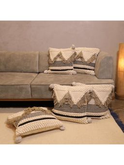 LUSHLYF - Boho Chic Tufted Cushion Cover - Cream (Pack of 5)
