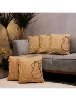 LUSHLYF - Boho Pottery Embroidered Tufted Cushion Cover - Beige (Pack of 5)