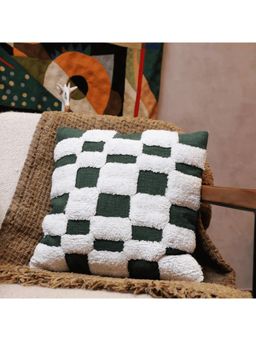 LUSHLYF - Checkered Chic Tufted Cushion Cover - Green
