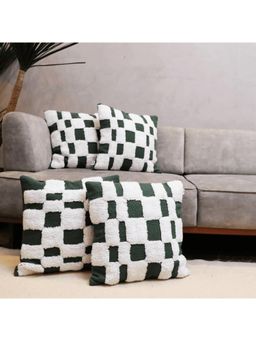 LUSHLYF - Checkered Chic Tufted Cushion Cover - Green (Pack of 4)