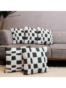 LUSHLYF - Checkered Chic Tufted Cushion Cover - Green (Pack of 5)