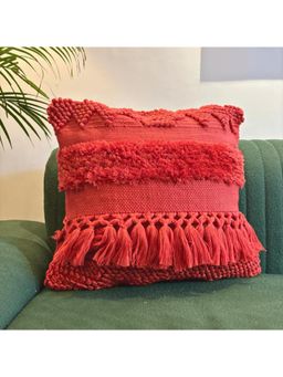LUSHLYF - Crimson Charm Tufted Cushion Cover - Red