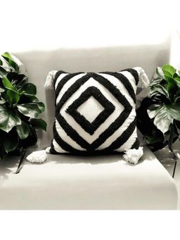 LUSHLYF - Diamond Chevron Tufted Cushion Cover - Black