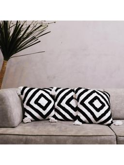 LUSHLYF - Diamond Chevron Tufted Cushion Cover - Black (Pack of 3)