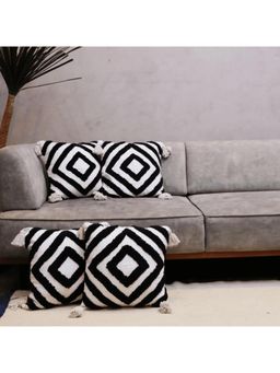 LUSHLYF - Diamond Chevron Tufted Cushion Cover - Black (Pack of 4)