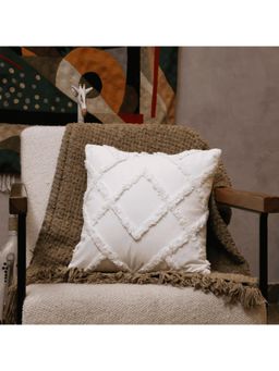 LUSHLYF - Diamond Ivory Tufted Cushion Cover - White