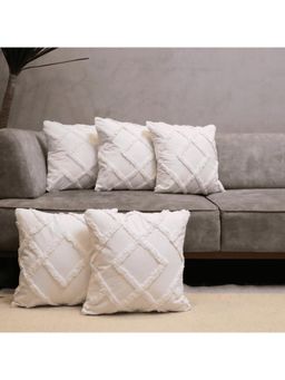 LUSHLYF - Diamond Ivory Tufted Cushion Cover - White (Pack of 5)
