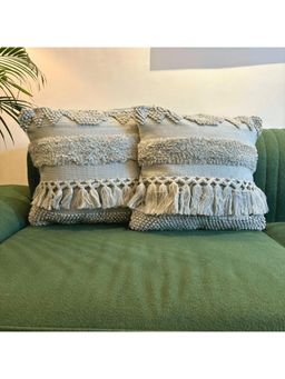 LUSHLYF - Grey Mist Tufted Cushion Cover - Grey (Pack of 2)