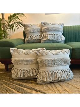 LUSHLYF - Grey Mist Tufted Cushion Cover - Grey (Pack of 4)