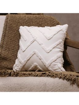 LUSHLYF - Ivory Chevron Tufted Cushion Cover - White