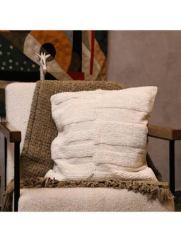 LUSHLYF - Ivory Textured Tufted Cushion Cover - off White