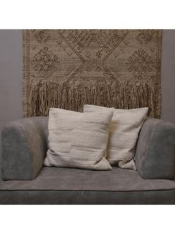 LUSHLYF - Ivory Textured Tufted Cushion Cover - off White (Pack of 2)