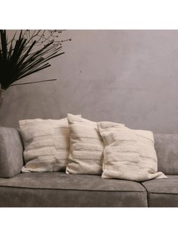 LUSHLYF - Ivory Textured Tufted Cushion Cover - off White (Pack of 3)