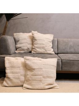 LUSHLYF - Ivory Textured Tufted Cushion Cover - off White (Pack of 4)