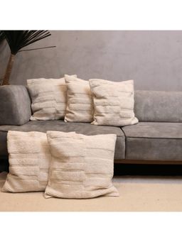 LUSHLYF - Ivory Textured Tufted Cushion Cover - off White (Pack of 5)