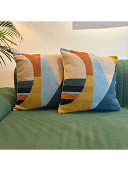LUSHLYF - Geo Pop Jacquard Cushion Cover - Multi-Color (Pack of 2)