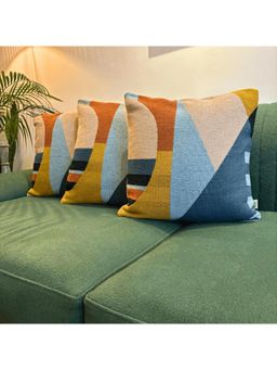LUSHLYF - Geo Pop Jacquard Cushion Cover - Multi-Color (Pack of 3)