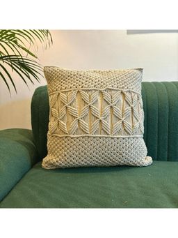 LUSHLYF - Macrame Knotwork Tufted Cushion Cover - Beige
