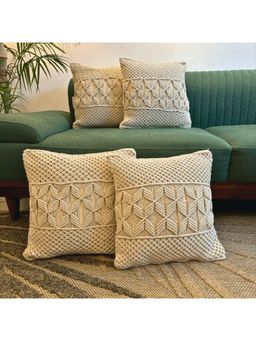 LUSHLYF - Macrame Knotwork Tufted Cushion Cover - Beige (Pack of 4)