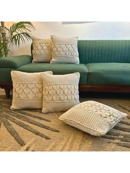 LUSHLYF - Macrame Knotwork Tufted Cushion Cover - Beige (Pack of 5)