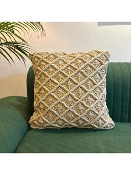 LUSHLYF - Macrame Starburst Tufted Cushion Cover - Beige