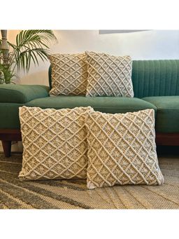 LUSHLYF - Macrame Starburst Tufted Cushion Cover - Beige (Pack of 4)