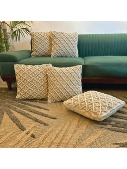 LUSHLYF - Macrame Starburst Tufted Cushion Cover - Beige (Pack of 5)