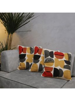 LUSHLYF - Embroidery Soft Cotton Slub Tufted Modern Sofa and Cushion Cover - Multi-Color (Pack of 3)