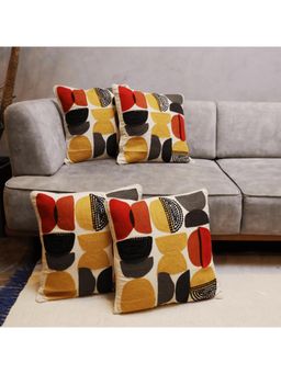 LUSHLYF - Embroidery Soft Cotton Slub Tufted Modern Sofa and Cushion Cover - Multi-Color (Pack of 4)