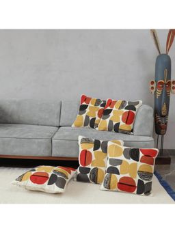 LUSHLYF - Embroidery Soft Cotton Slub Tufted Modern Sofa and Cushion Cover - Multi-Color (Pack of 5)