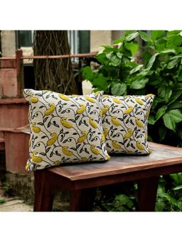 LUSHLYF - Paisley Vine Tufted Cushion Cover - Yellow (Pack of 2)