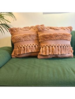 LUSHLYF - Peach Delight Tufted Cushion Cover (Pack of 2)