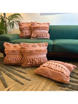 LUSHLYF - Peach Delight Tufted Cushion Cover - Pink (Pack of 5)