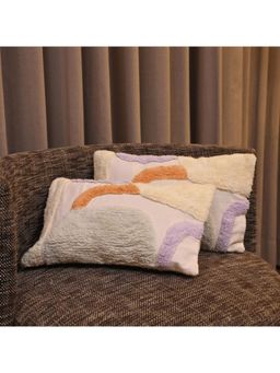 LUSHLYF - Rainbow Horizon Tufted Cushion Cover - White (Pack of 2)