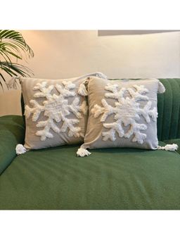 LUSHLYF - Snowflake Tufted Cushion Cover - Grey (Pack of 2)