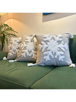 LUSHLYF - Snowflake Tufted Cushion Cover - Grey (Pack of 3)